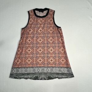 AB Studio Sleeveless Tunic Top Women’s Medium Orange/Black/White Bohemian